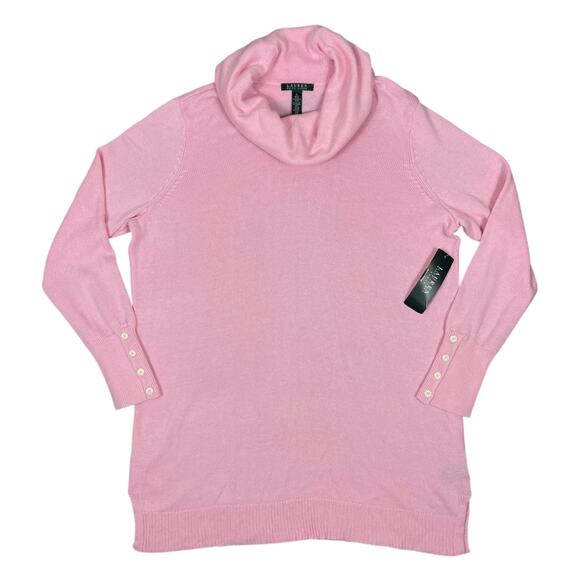 Lauren Ralph Lauren Woven Cowl Neck Sweater Modern Pink 1X Wool Blend Casual NWT - Picture 1 of 9